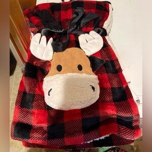 Plaid Moose Blanket with Bow